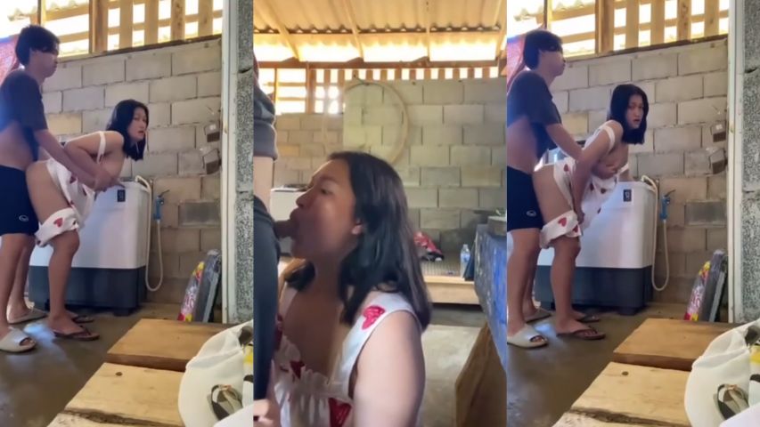 Binomba si Eba Habang Naglalaba